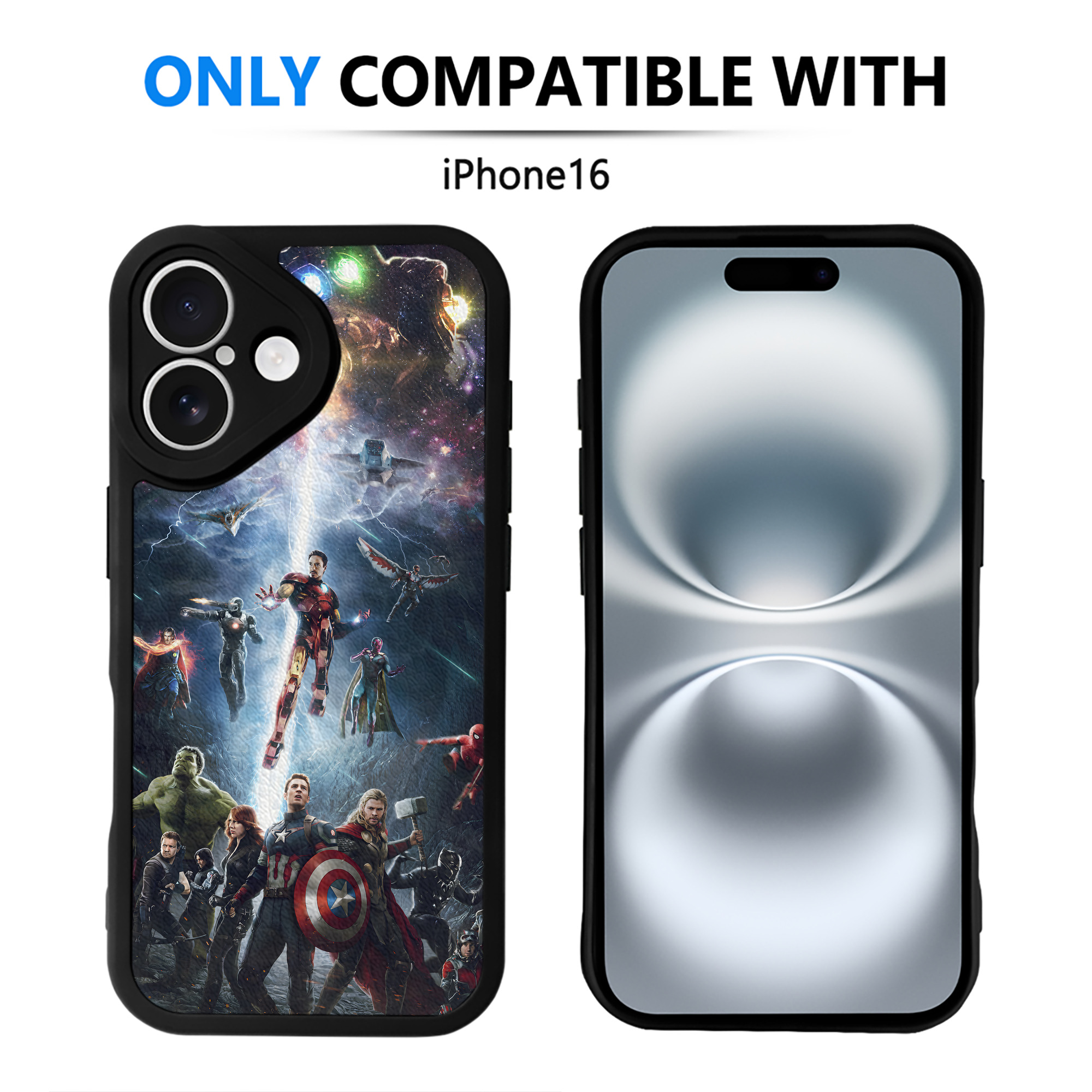 （画像用） アベンジャーズ The Avengers 【iPhone 16シリーズ対応】シリコンスマホケース（レザー調） 材質：シリコン